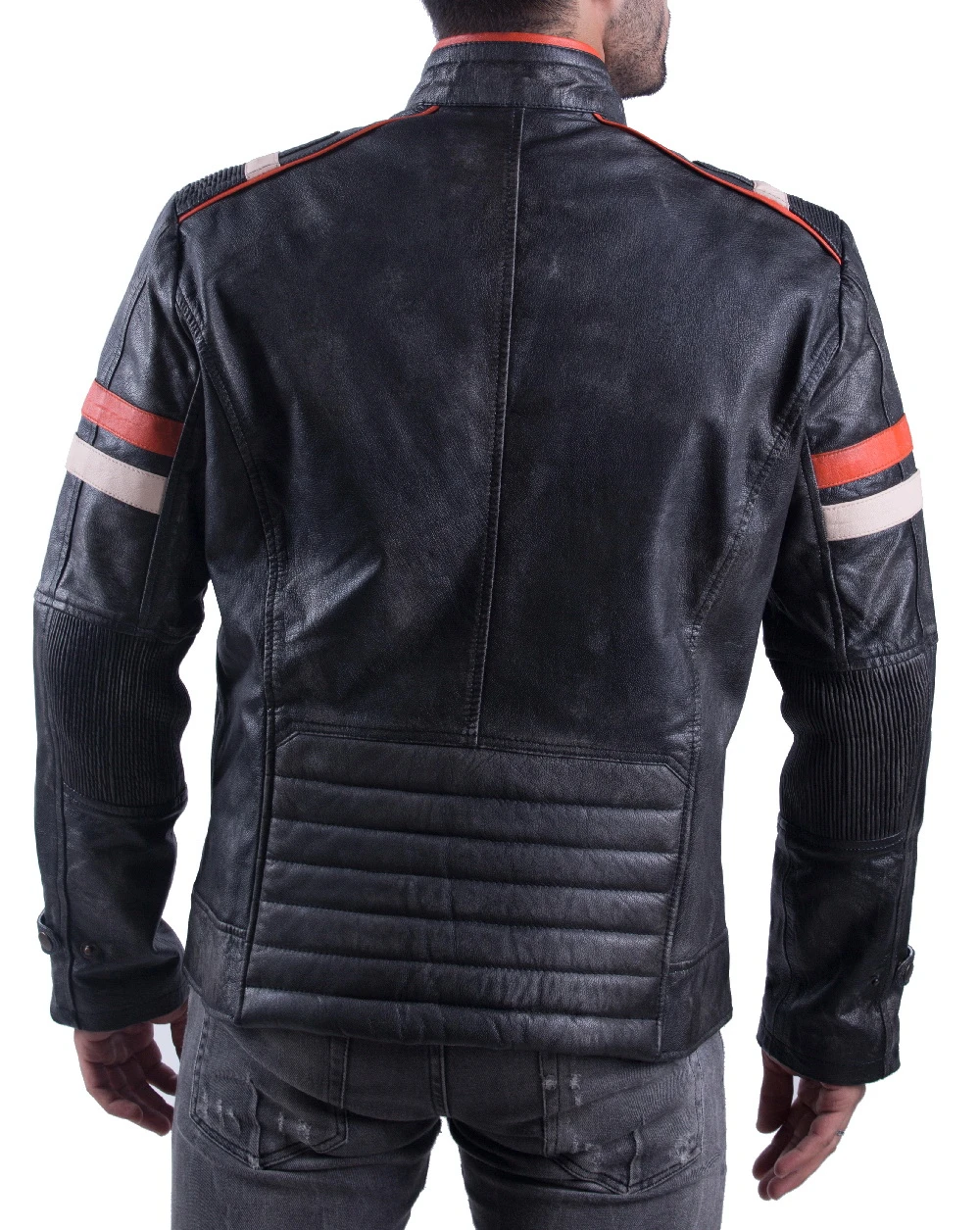 Vintage Retro Motorcycle Jacket Distressed Leather