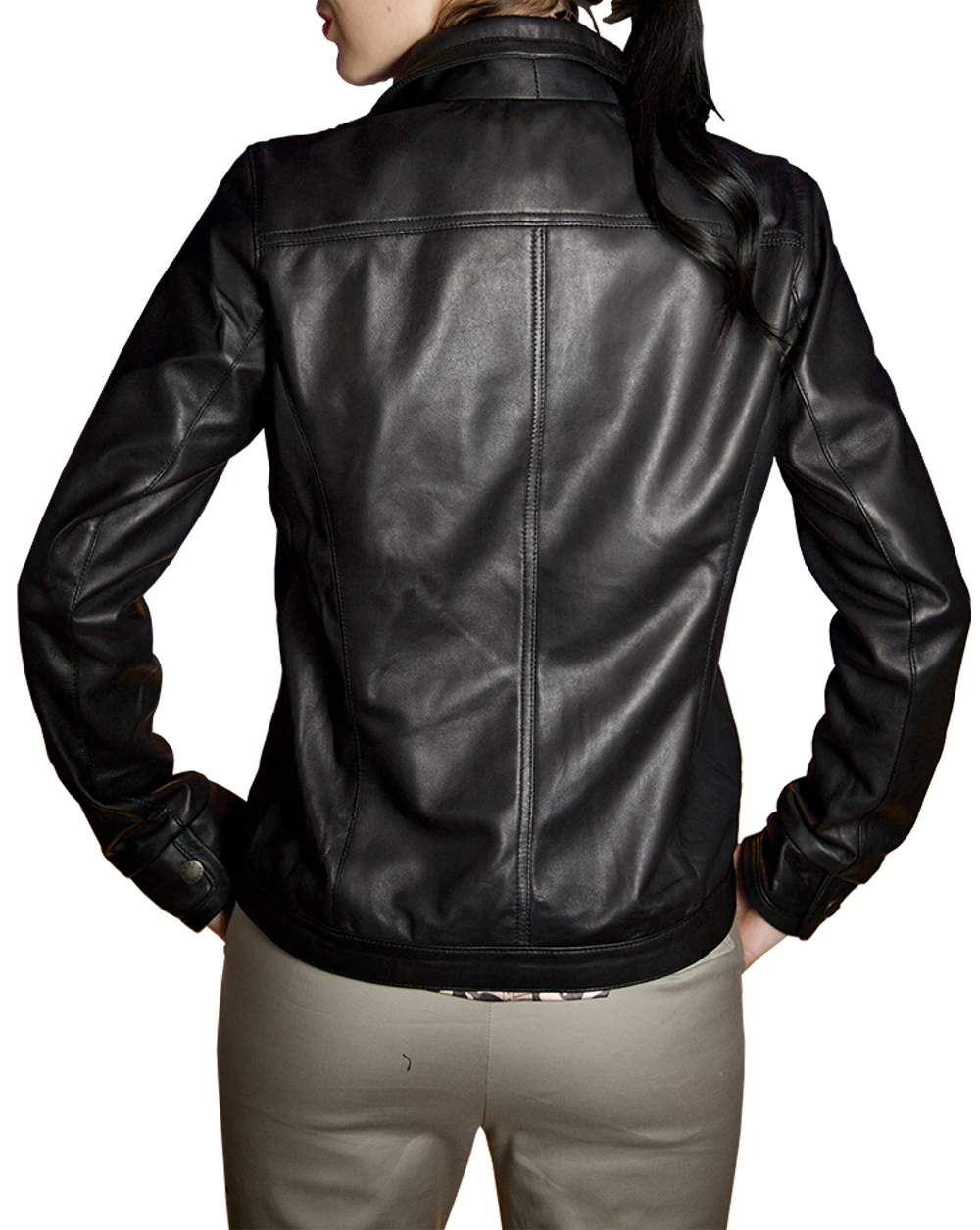 Classic women leather jacket