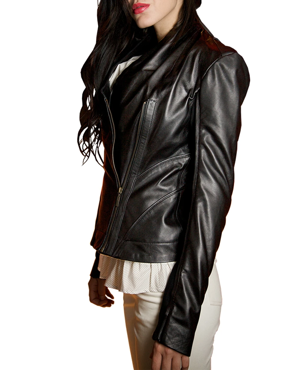 Women biker leather jacket