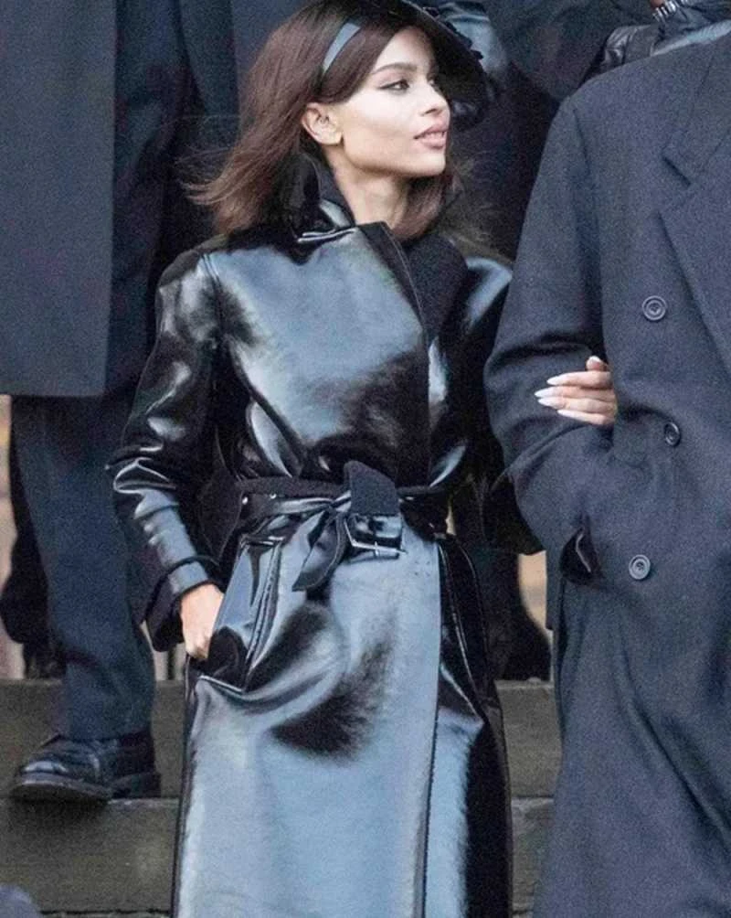 Zoë Kravitz The Batman 2022 Selina Kyle Black Leather Coat