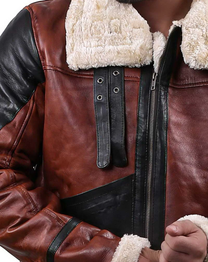 Shearling Aviator Jacket Mens Faux Fur Body Lining