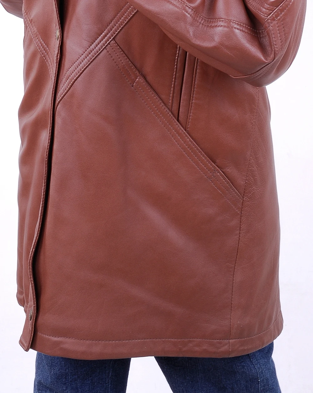 Lambskin Leather Coat with Faux Fur Trim