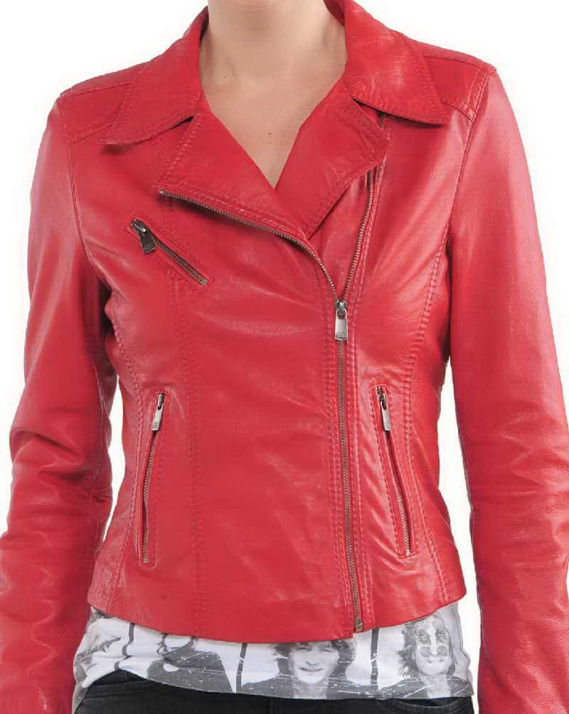 Womens Colored Moto Leather Jacket