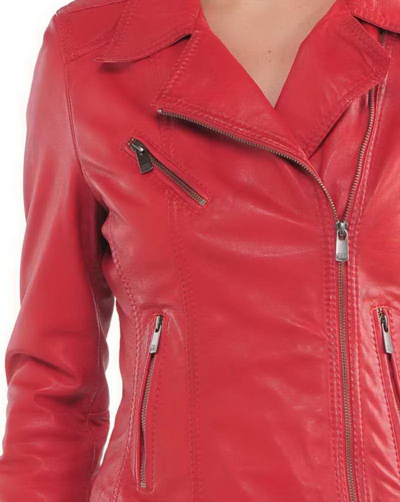 Womens Colored Moto Leather Jacket