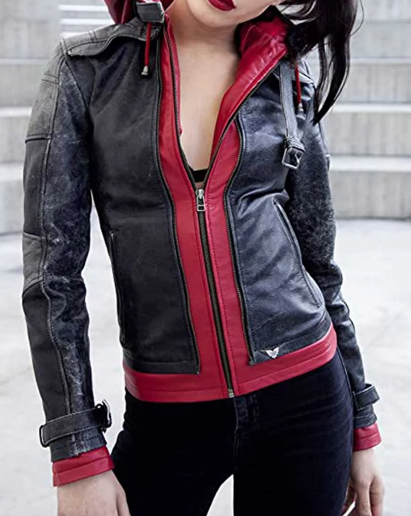 ArkhamKnight-women Womens Arkham Knights Jason Todd Red Hood Leather Jacket