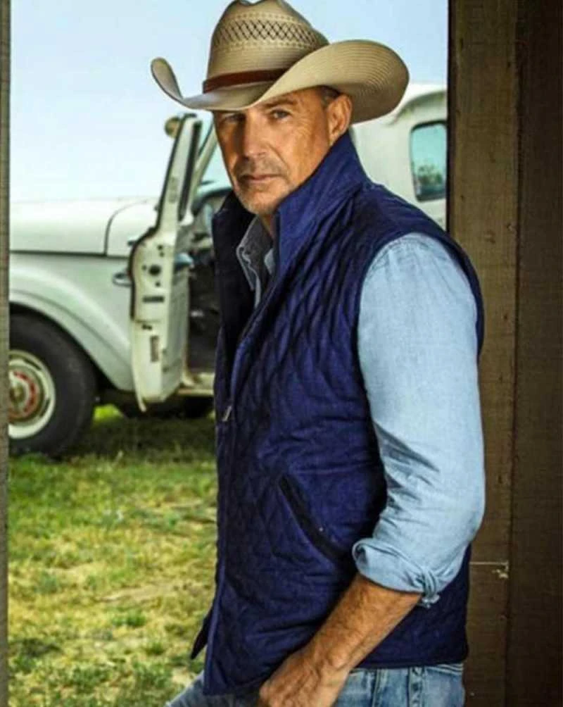 Kevin Costner Yellowstone Blue Cotton Vest
