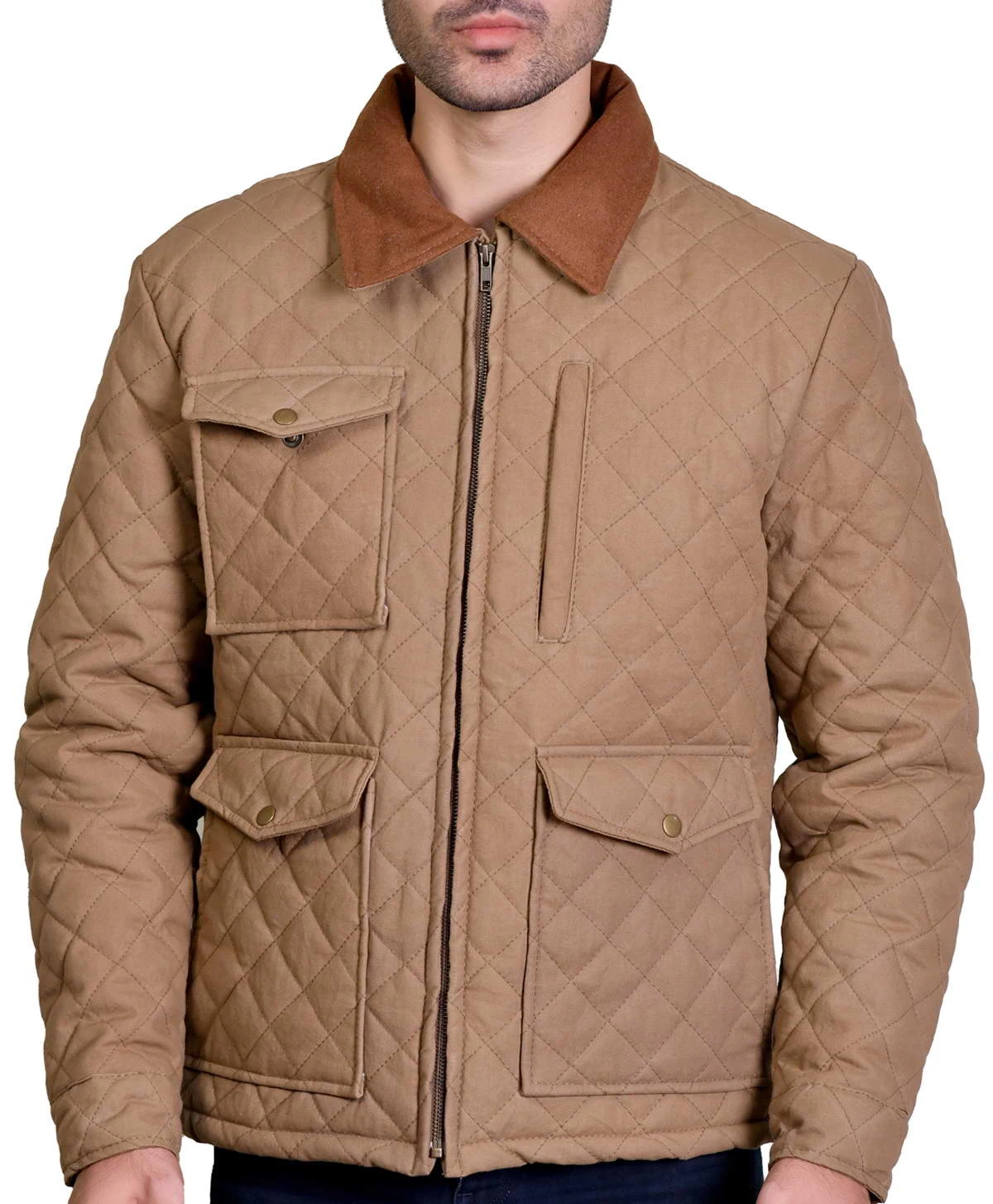 British Jackets Yellowstone S04 John Dutton Brown Quilted Jacket | Kevin Costner Yellowstone Brown Quilted Cotton Jacket